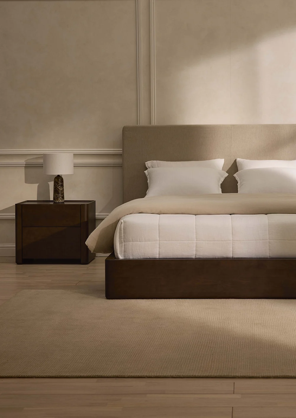 Layered rugs and pillows